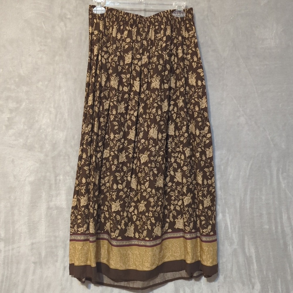 Vintage Sag Harbor Skirt Boho Floral Maxi Hippie Pleated Size Medium - Picture 6 of 6